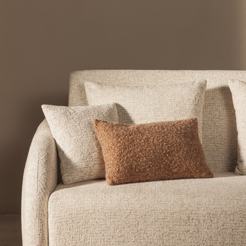 Sofa rozkładana Vesta z pojemnikiem, jasnobeżowa, obłe kształty