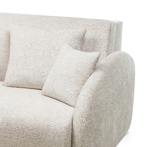 Sofa rozkładana Vesta z pojemnikiem, jasnobeżowa, obłe kształty