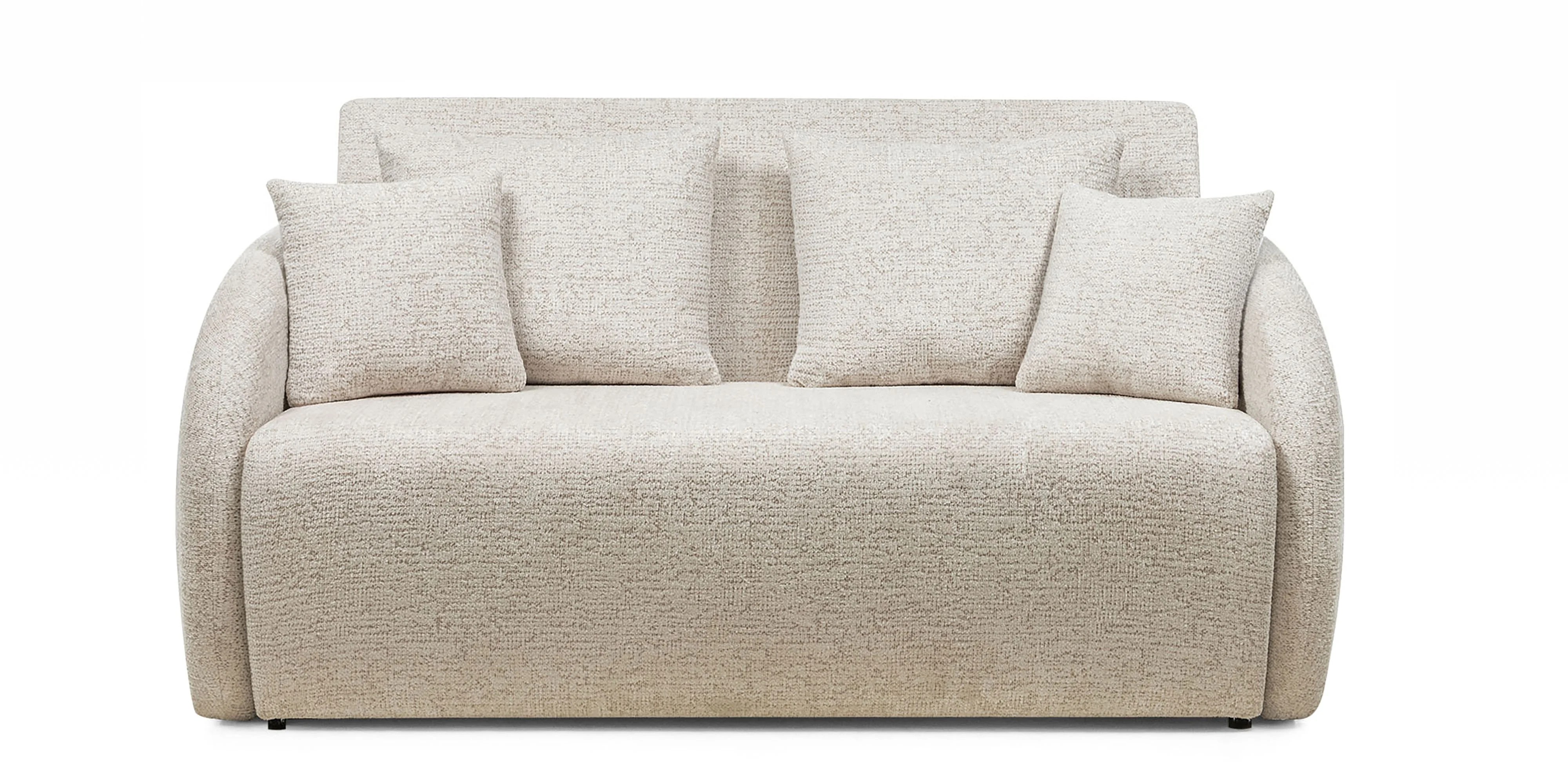 Sofa rozkładana Vesta z pojemnikiem, obłe kształty