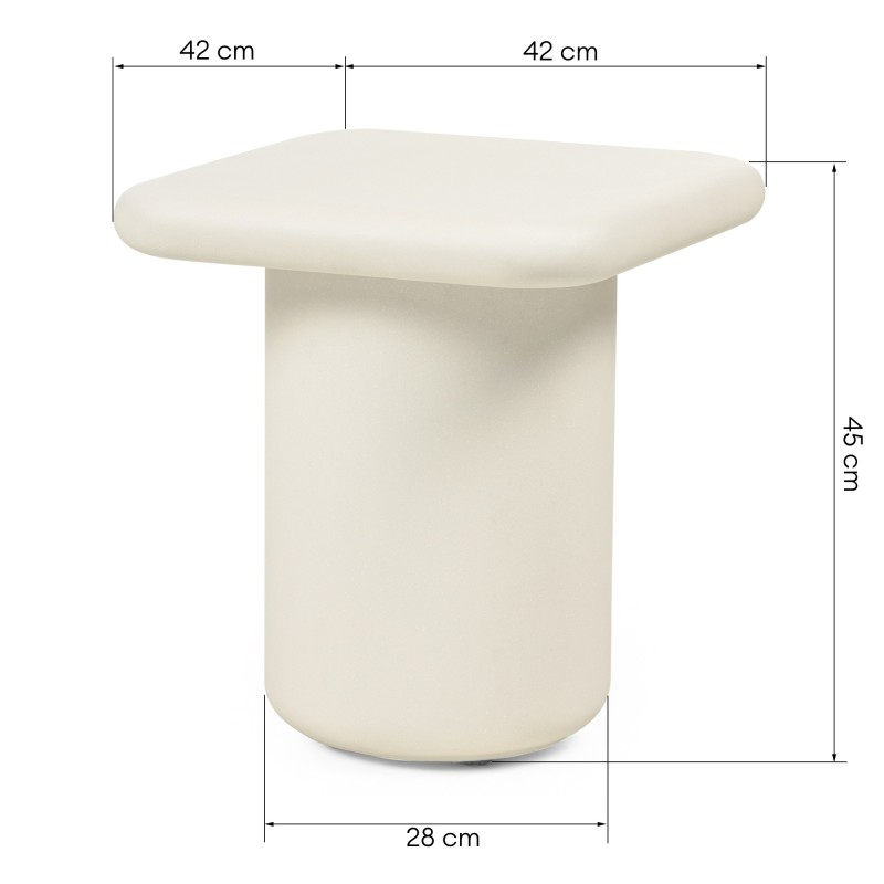 Stolik ogrodowy Vibonis 42 cm kwadratowy cementowy jasnobeżowy