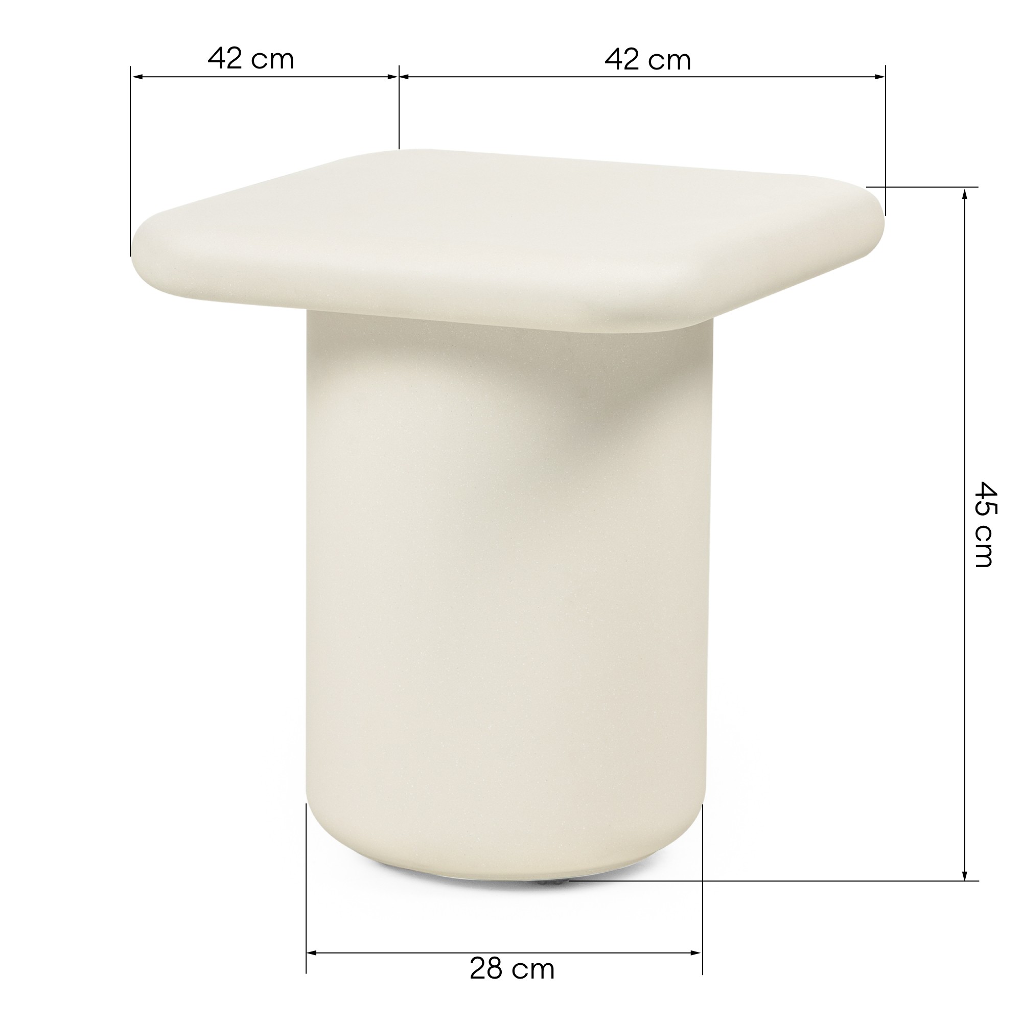 Stolik ogrodowy Vibonis 42 cm kwadratowy cementowy jasnobeżowy
