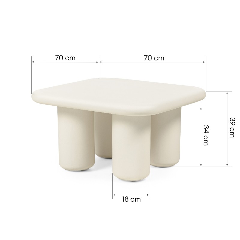 Stolik ogrodowy Vibonis 70 cm kwadratowy cementowy jasnobeżowy