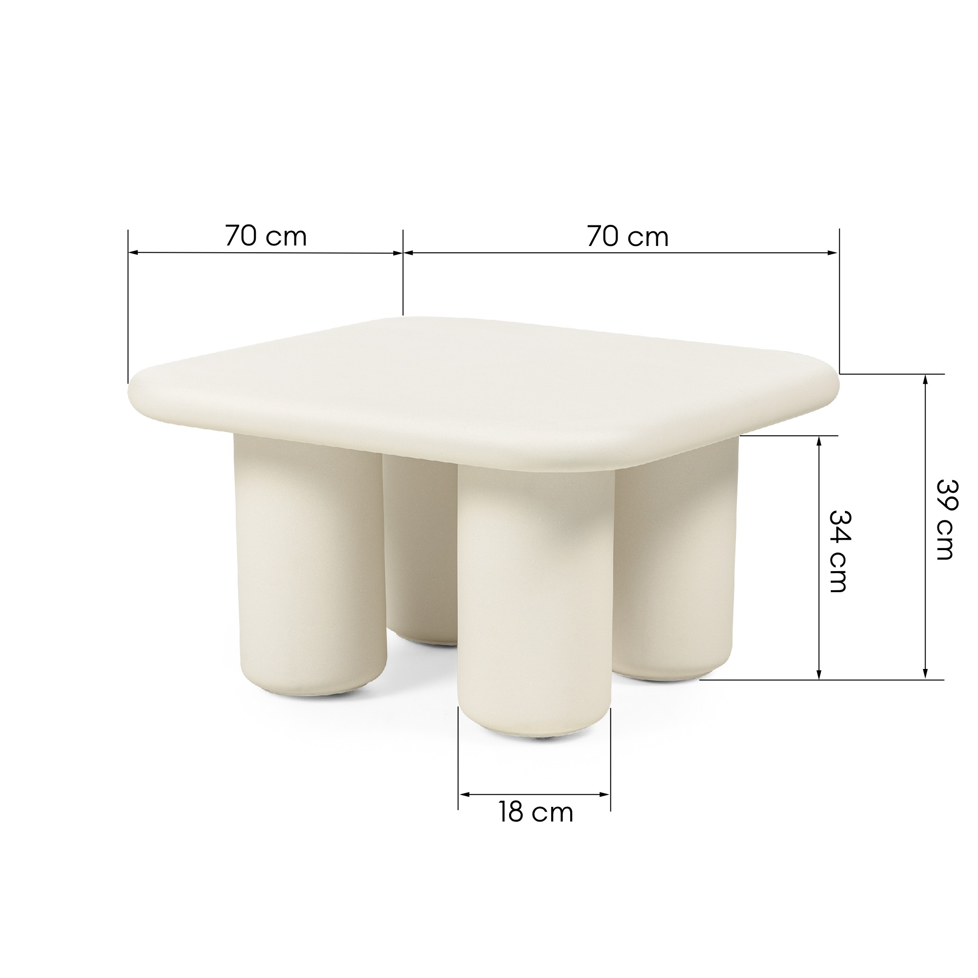 Stolik ogrodowy Vibonis 70 cm kwadratowy cementowy jasnobeżowy