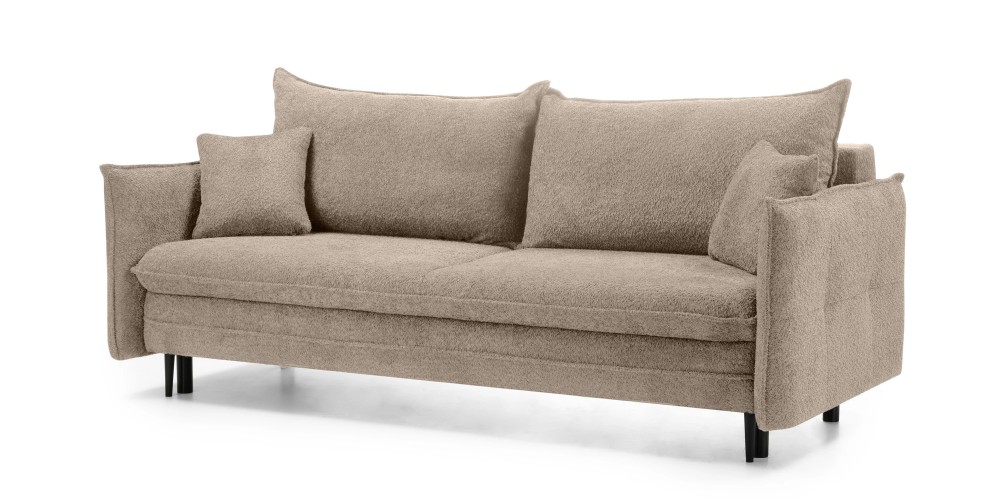 Sofa z funkcją spania i pojemnikiem Noti, jasnobrązowa