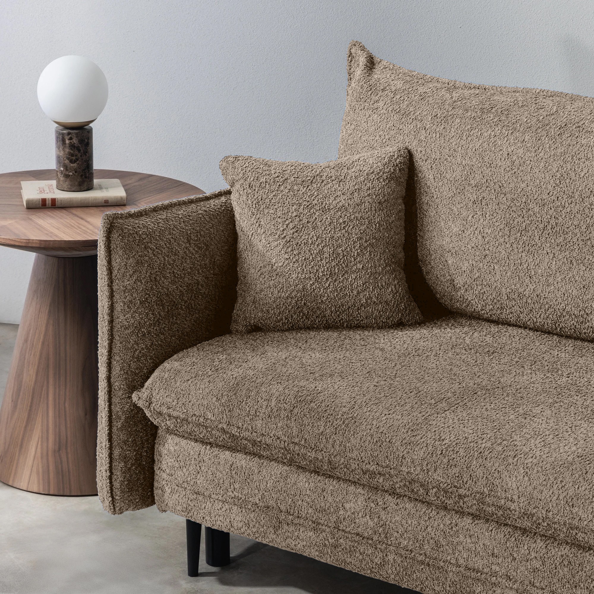 Sofa z funkcją spania i pojemnikiem Noti, jasnobrązowa