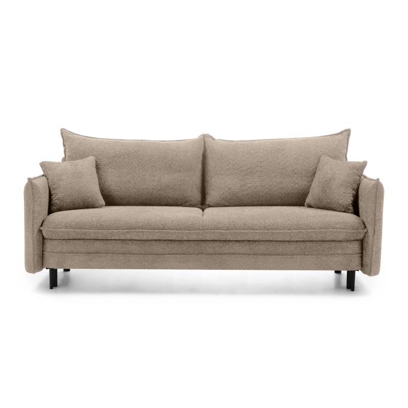 Sofa z funkcją spania i pojemnikiem Noti, jasnobrązowa