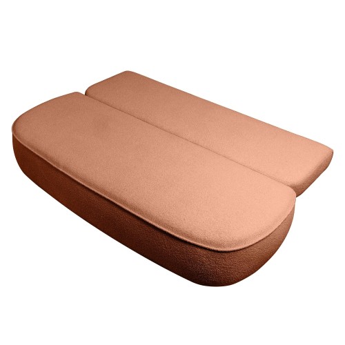 Sofa z funkcją spania i pojemnikiem Bella miedziana, boucle