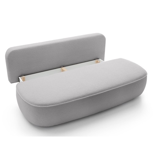 Sofa z funkcją spania i pojemnikiem Bella jasnoszara, boucle