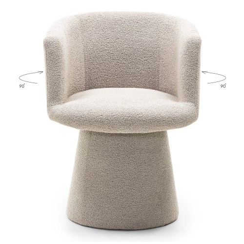 Fotel obrotowy Yato, ciemny beż, boucle, do salonu, jadalni