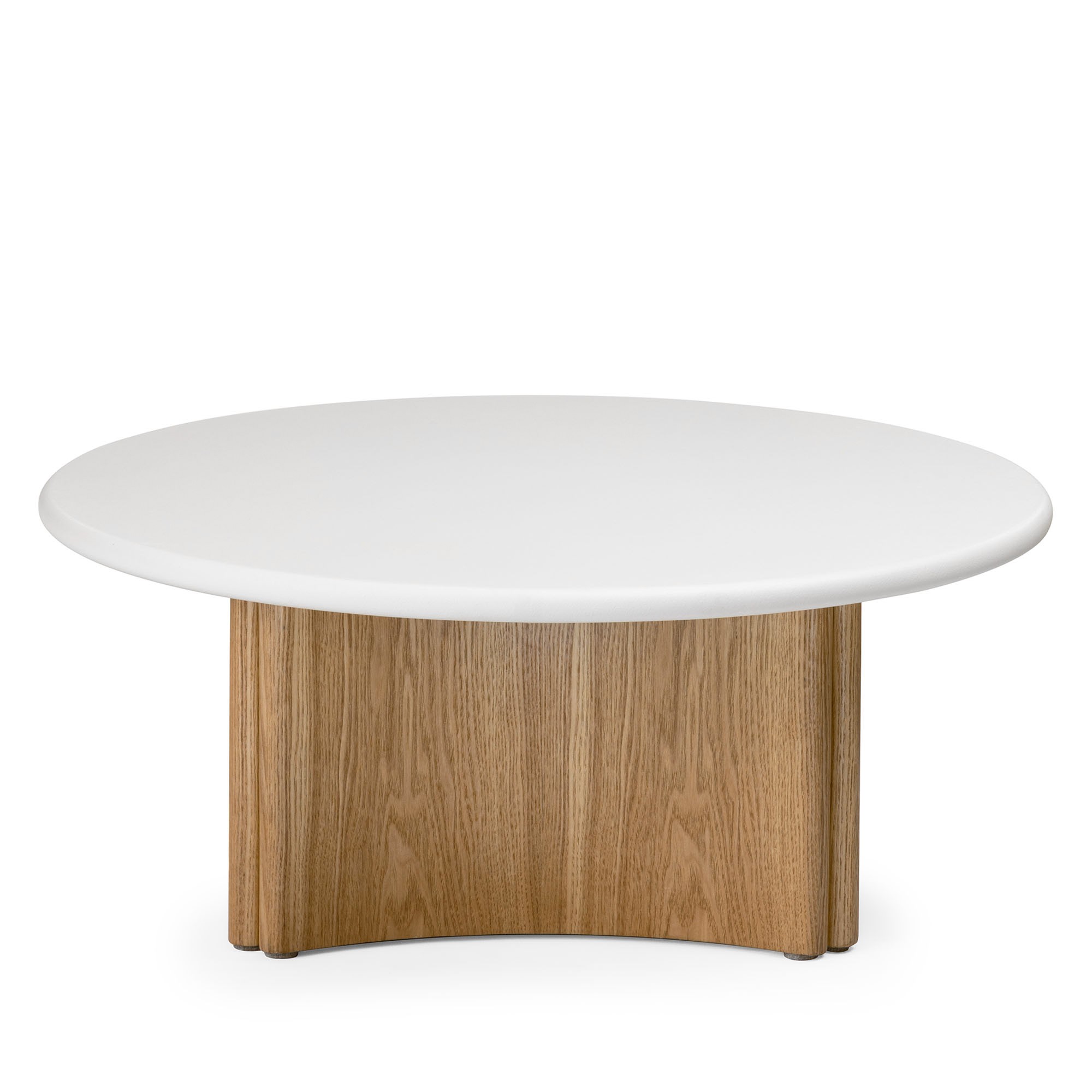 Stolik kawowy Marlo 80 cm, kremowo-biały/dąb, mikrocement