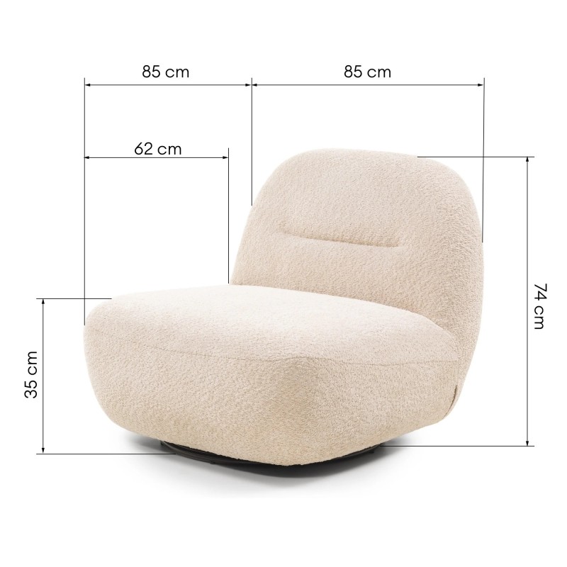 Fotel obrotowy Bonita beżowy, boucle, obłe kształty, nowoczesny