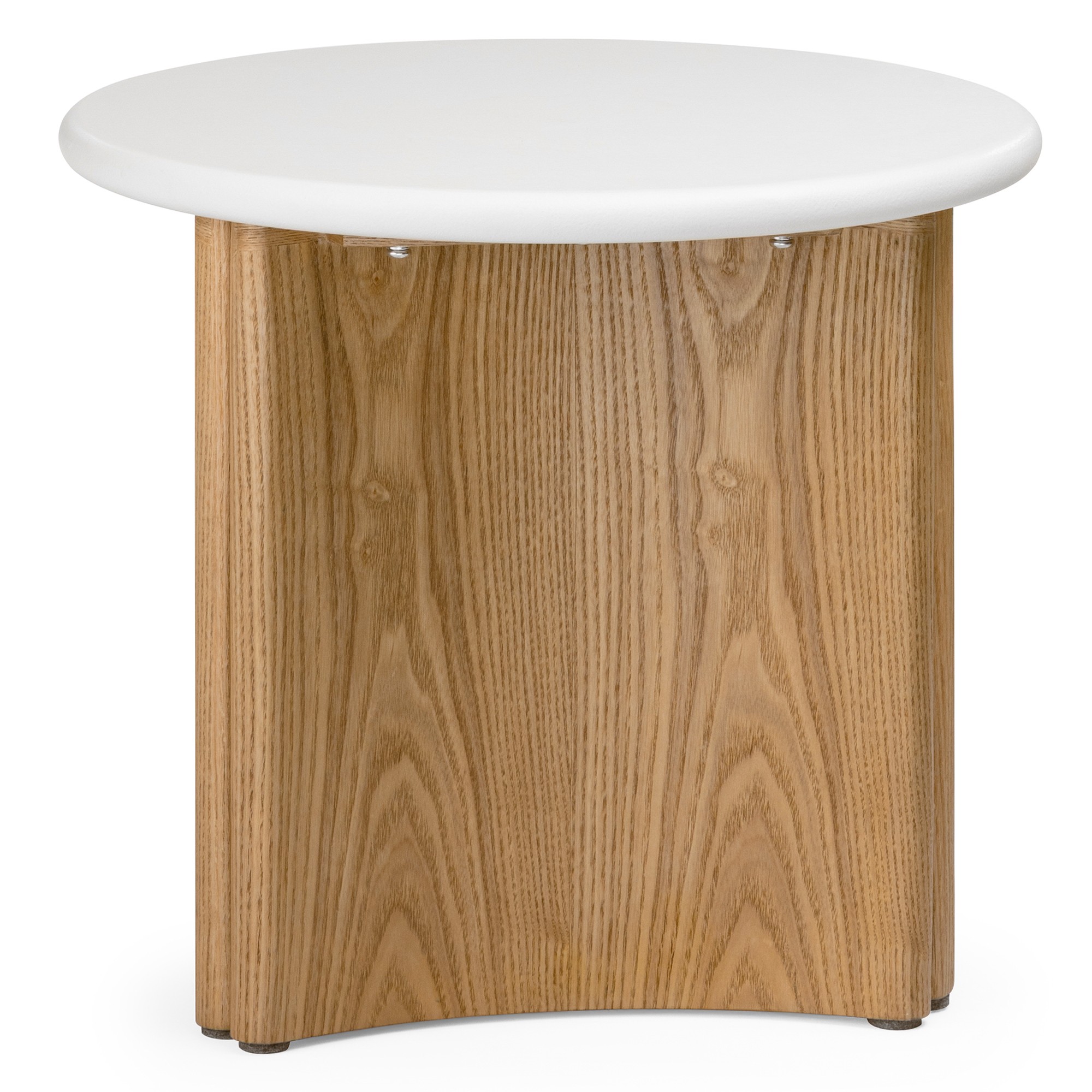 Stolik boczny Marlo II 50 cm, kremowo-biały/dąb, mikrocement