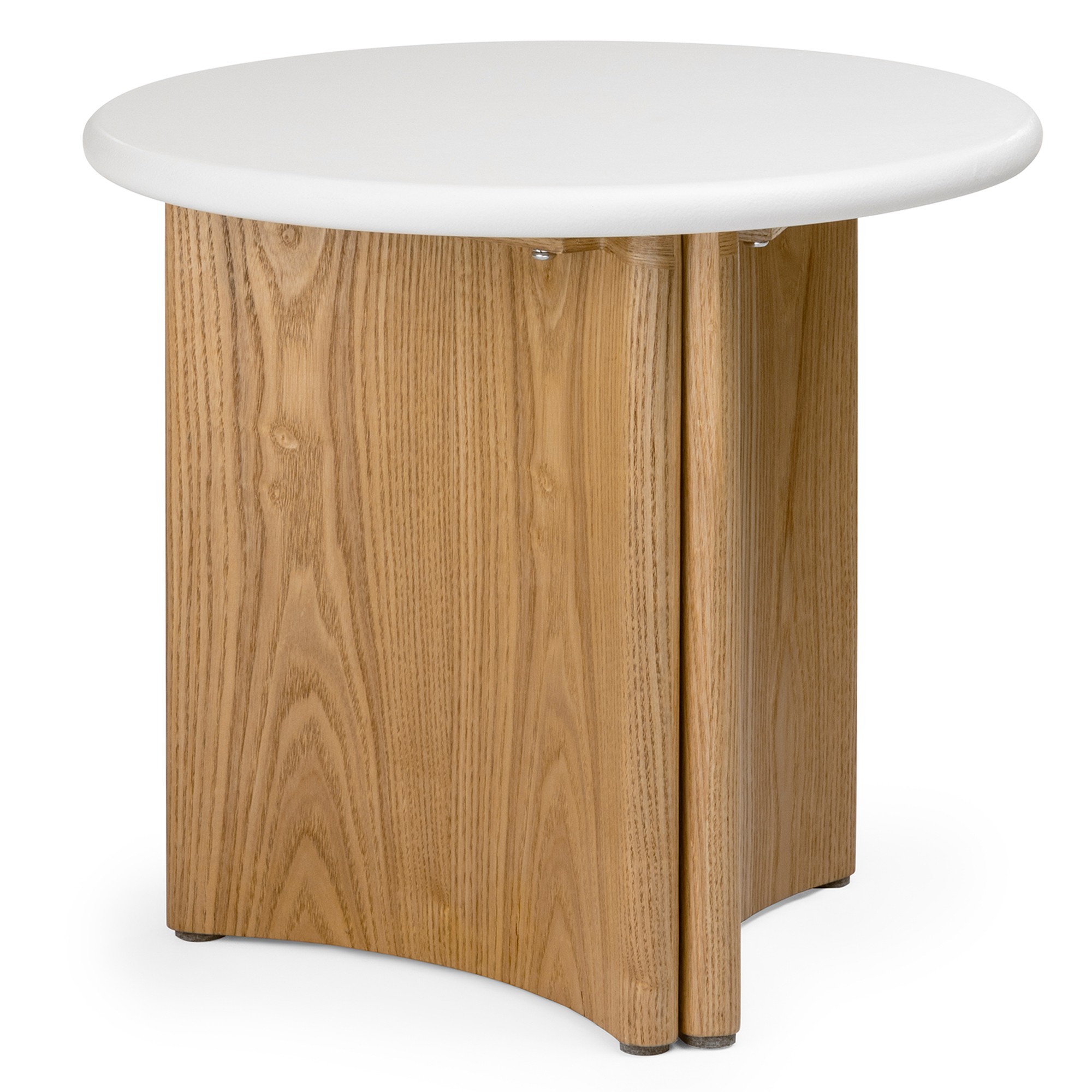Stolik boczny Marlo II 50 cm, kremowo-biały/dąb, mikrocement