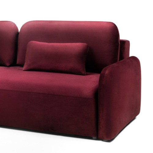 Sofa z funkcją, pojemnik Hoschi Slim, obła, welurowa burgund