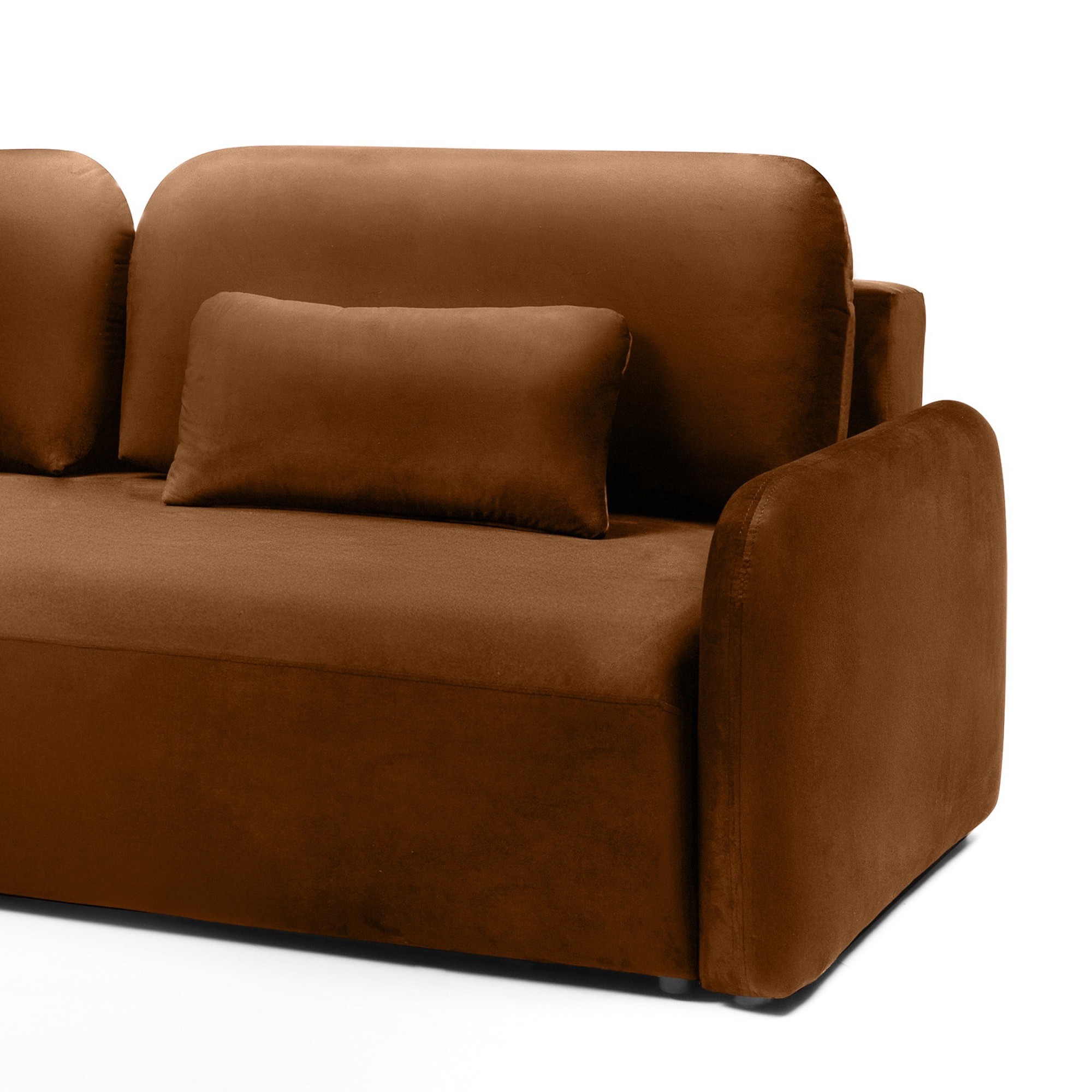 Sofa z funkcją, pojemnik Hoschi Slim, obła, welurowa, miedziana