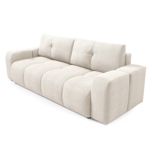 Sofa rozkładana z pojemnikiem Soho, jasnobeżowa, zaokrąglona