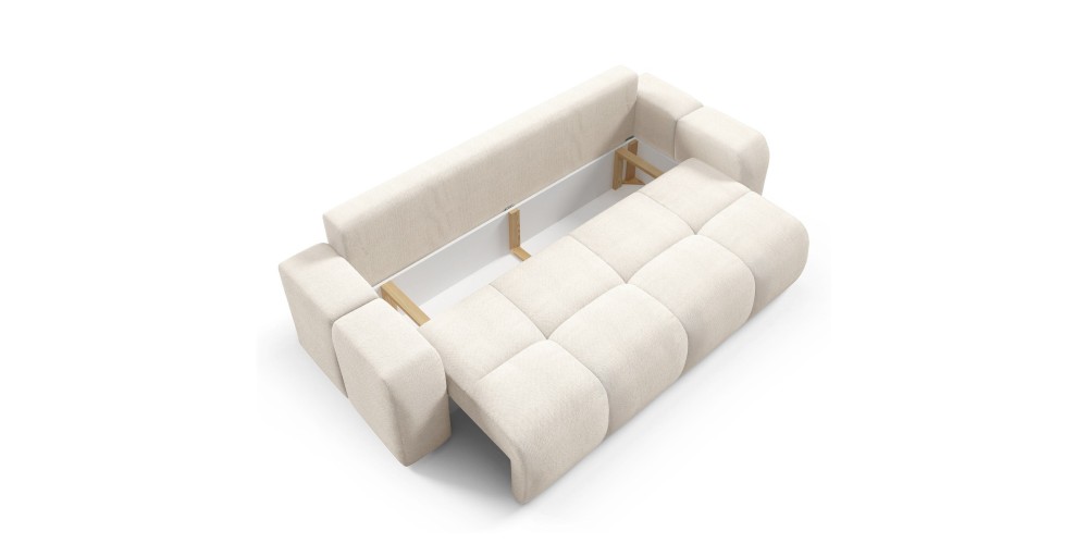 Sofa rozkładana z pojemnikiem Soho, jasnobeżowa, zaokrąglona