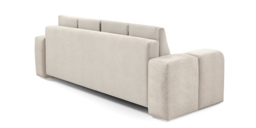 Sofa rozkładana z pojemnikiem Soho, jasnobeżowa, zaokrąglona