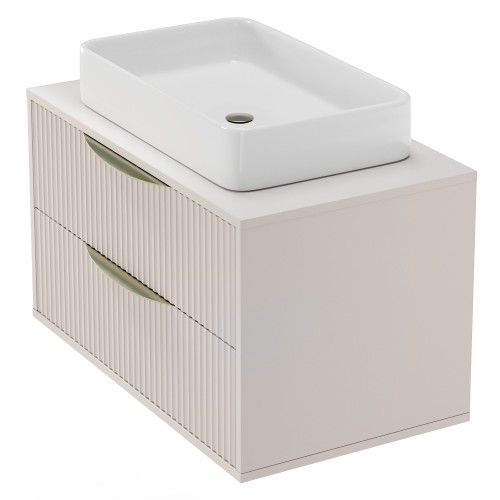 Szafka pod umywalkę Avila 2.0 80 cm, złote uchwyty, kaszmir