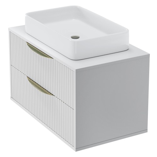 Szafka pod umywalkę Avila 2.0 80 cm, złote uchwyty, biała