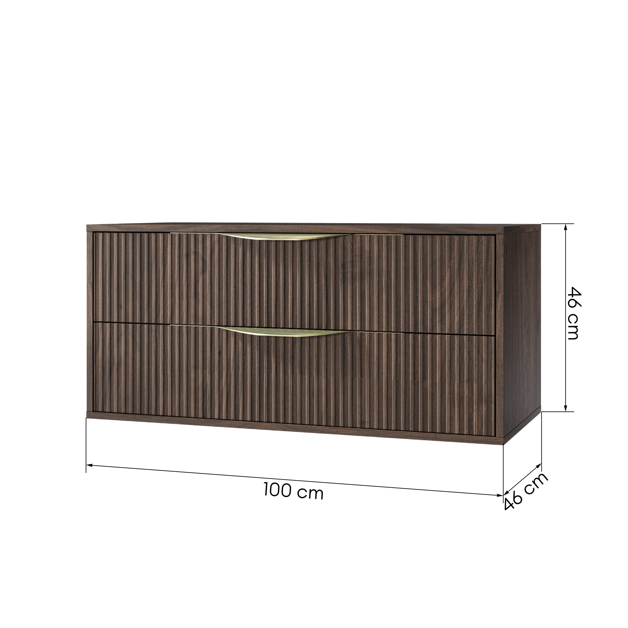 Szafka pod umywalkę Avila 2.0, 100 cm, złote uchwyty, Orzech Villa