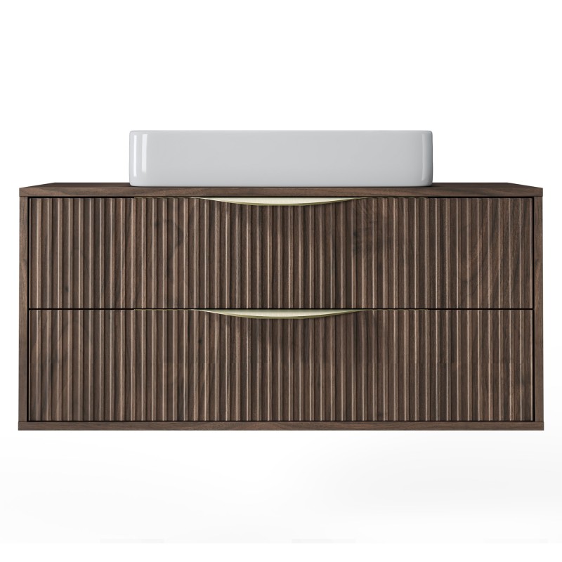 Szafka pod umywalkę Avila 2.0, 100 cm, złote uchwyty, Orzech Villa