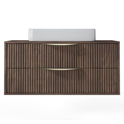 Szafka pod umywalkę Avila 2.0, 100 cm, złote uchwyty, Orzech Villa
