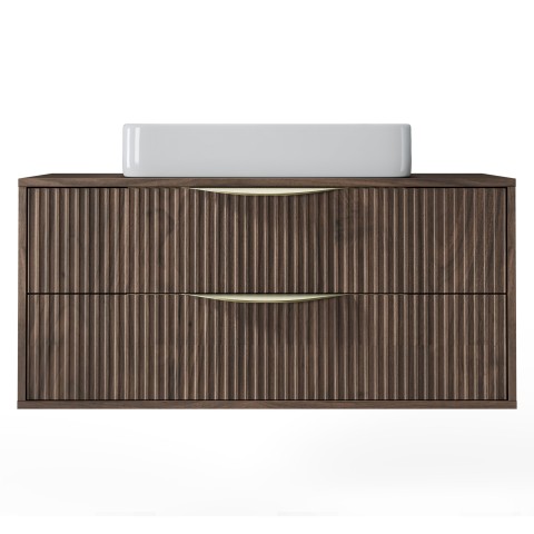 Szafka pod umywalkę Avila 2.0, 100 cm, złote uchwyty, Orzech Villa