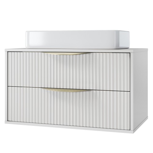 Szafka pod umywalkę Avila 2.0 80 cm, złote uchwyty, biała