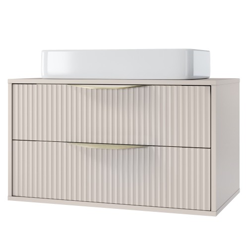 Szafka pod umywalkę Avila 2.0 80 cm, złote uchwyty, kaszmir