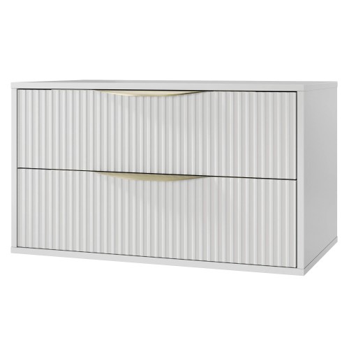 Szafka pod umywalkę Avila 2.0 80 cm, złote uchwyty, biała