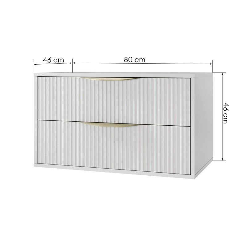 Szafka pod umywalkę Avila 2.0 80 cm, złote uchwyty, biała