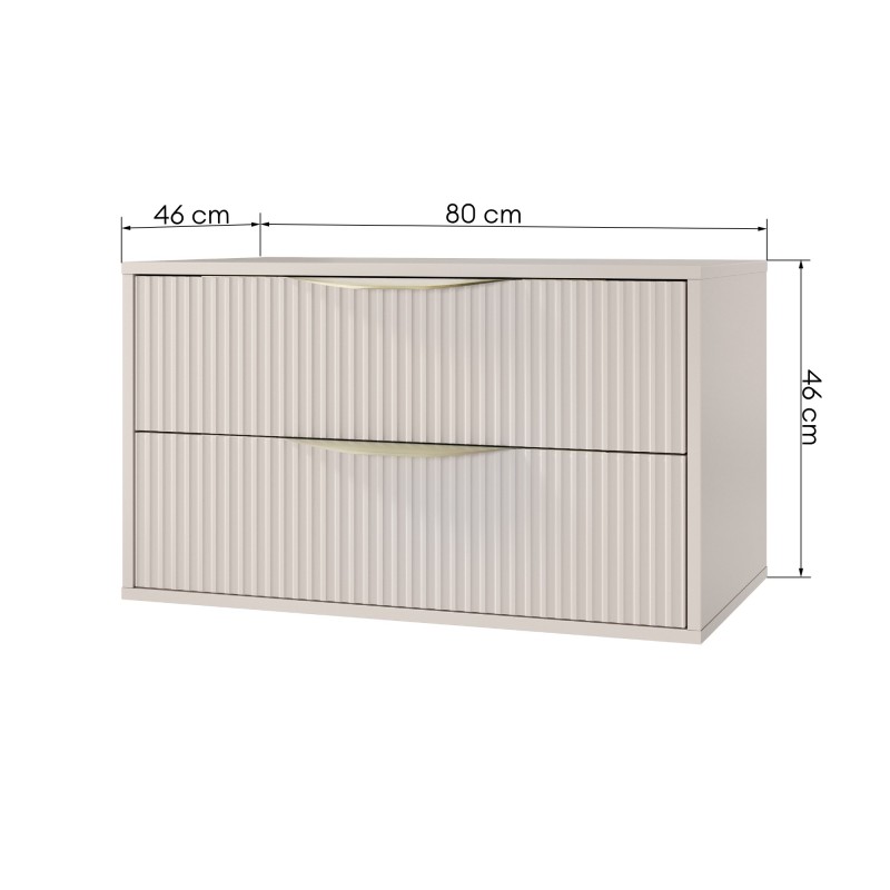 Szafka pod umywalkę Avila 2.0 80 cm, złote uchwyty, kaszmir