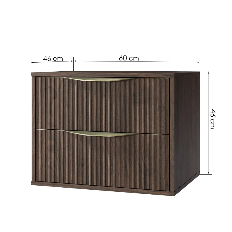 Szafka Avila 2.0 60 cm, złote uchwyty, Orzech Villa