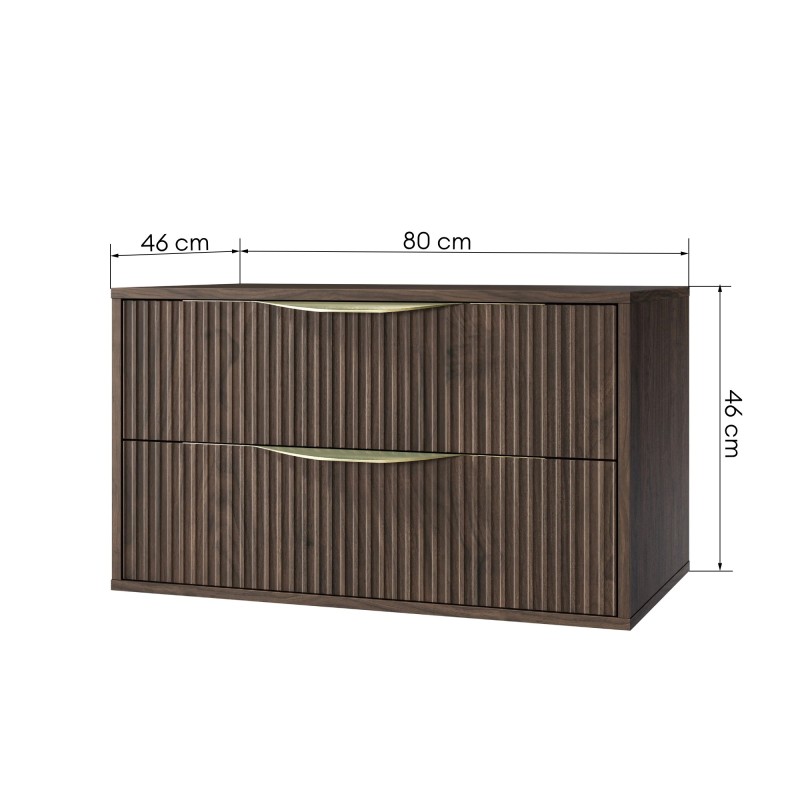 Szafka Avila 2.0 80 cm, złote uchwyty, Orzech Villa