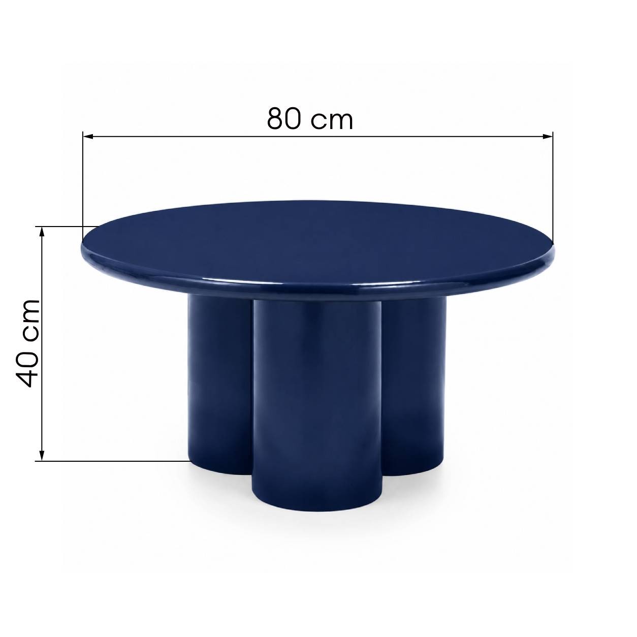 Stolik kawowy Everett 80 cm, kobaltowy, glossy