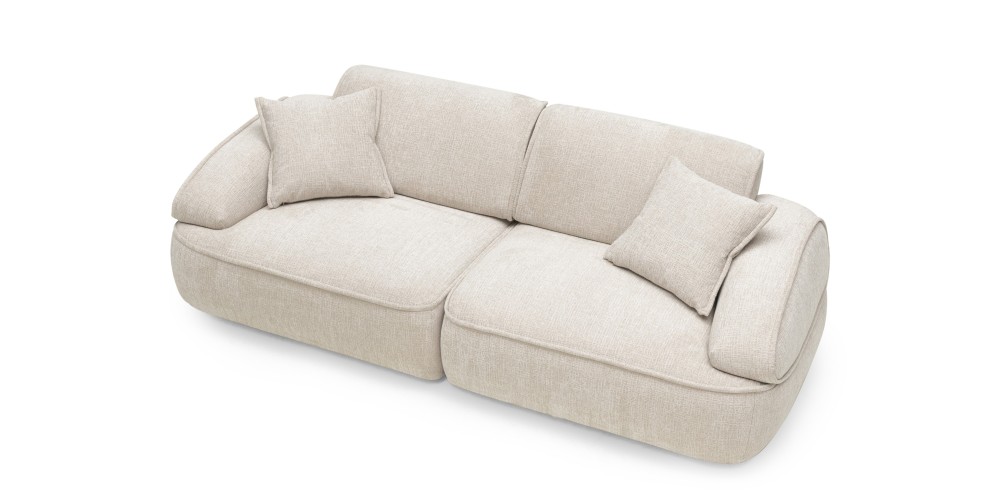 Sofa modułowa Savio 260 cm, regulowane oparcie, obłe kształty, beżowa
