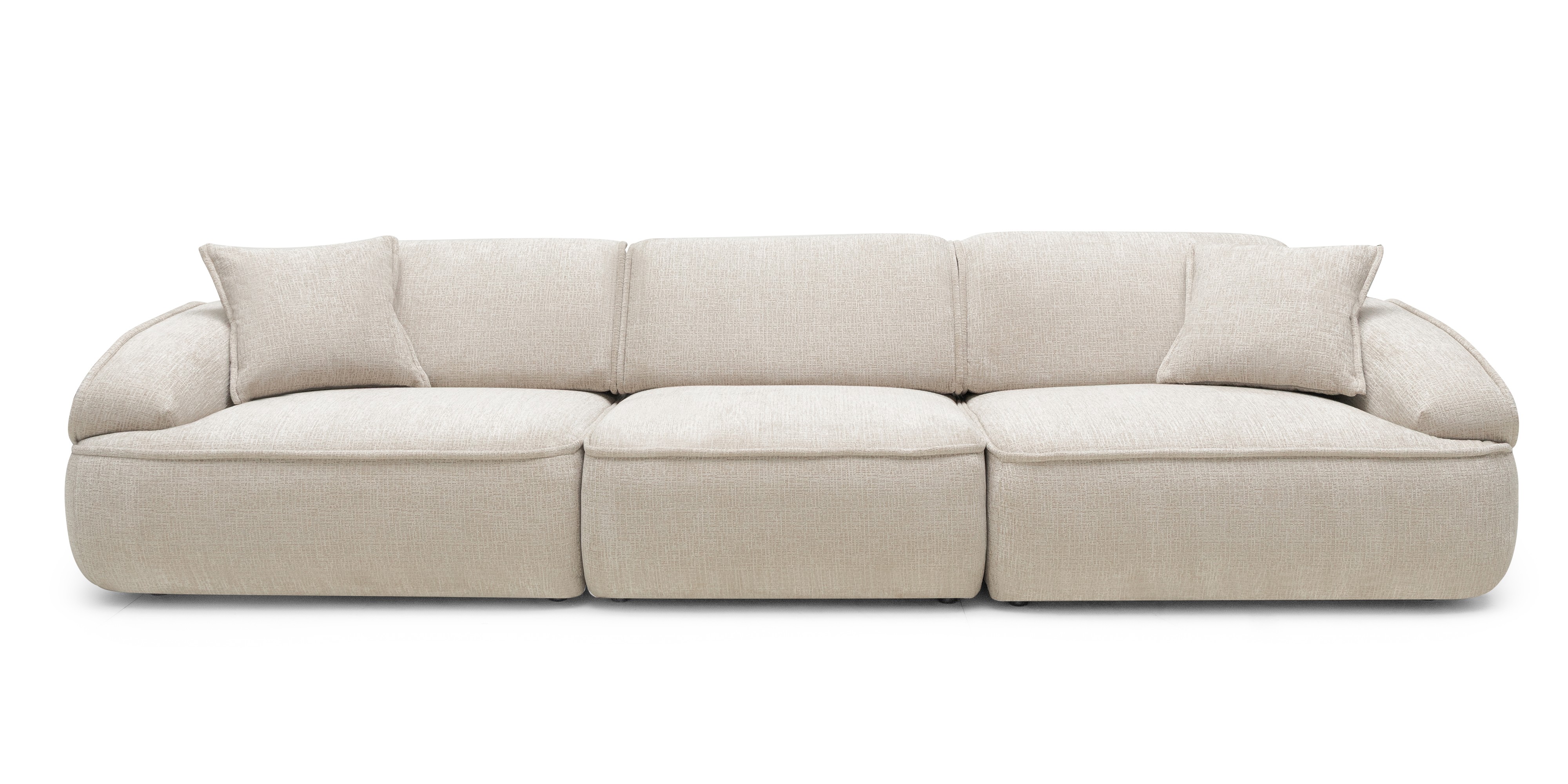 Sofa modułowa Savio 354 cm, regulowane oparcie, obłe kształty, beżowa