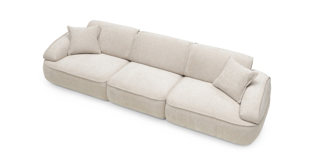 Sofa modułowa Savio 354 cm, regulowane oparcie, obłe kształty, beżowa