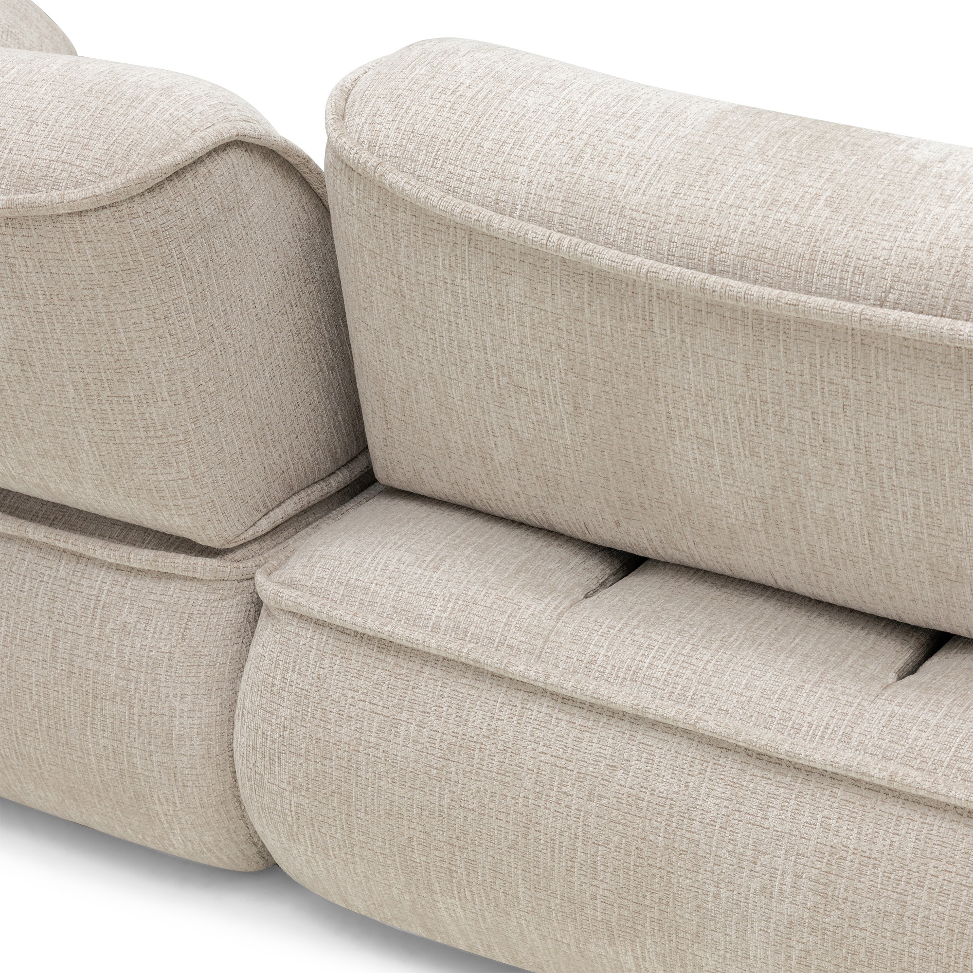 Czteroelementowy narożnik modułowy Savio regulowane oparcie, obły, beż