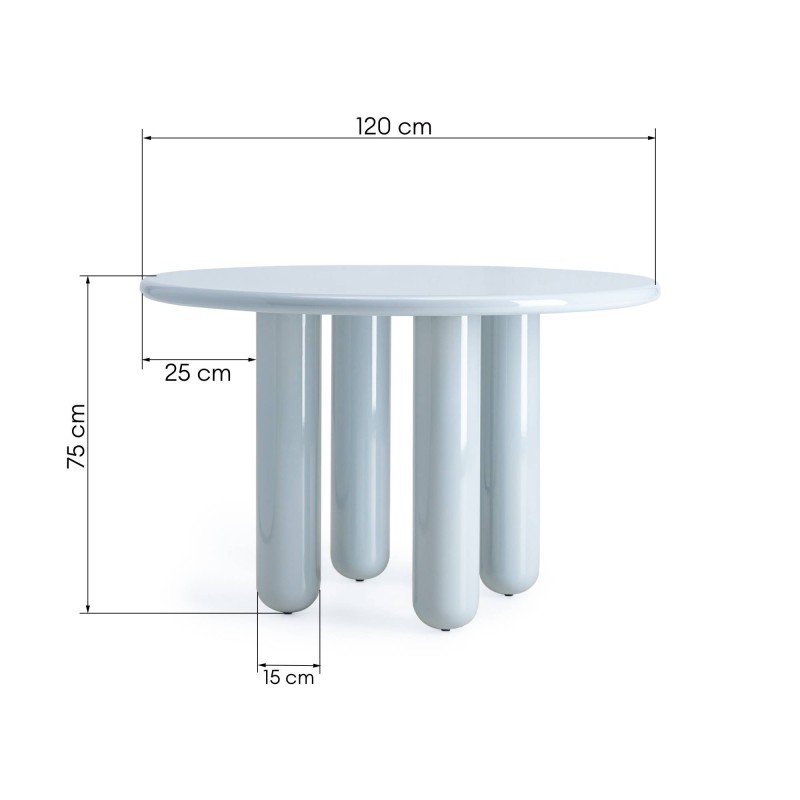 Okrągły stół do jadalni Suri 120 cm, błękitny/szary, glossy