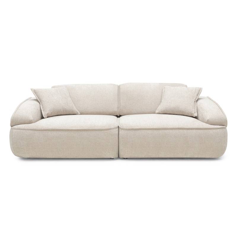 Sofa modułowa Savio 260 cm, regulowane oparcie, obłe kształty, beżowa