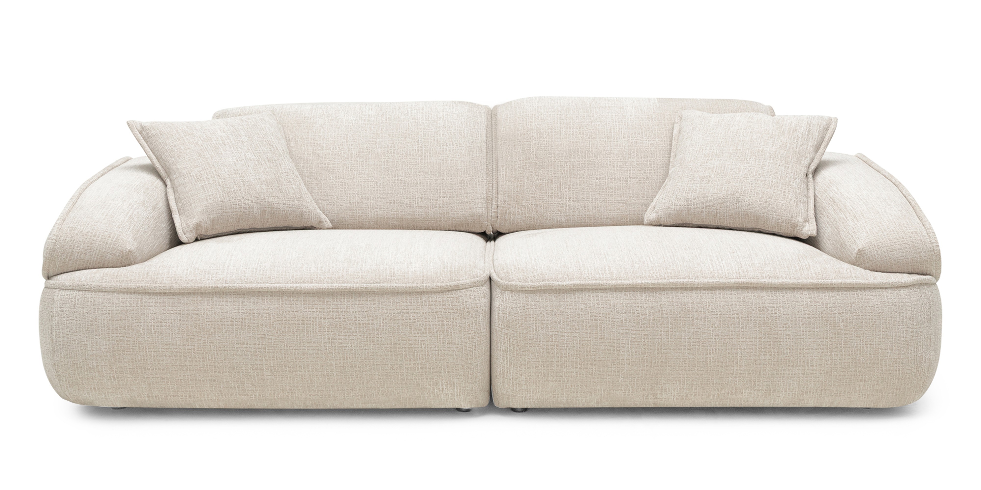 Sofa modułowa Savio 260 cm, regulowane oparcie, obłe kształty, beżowa