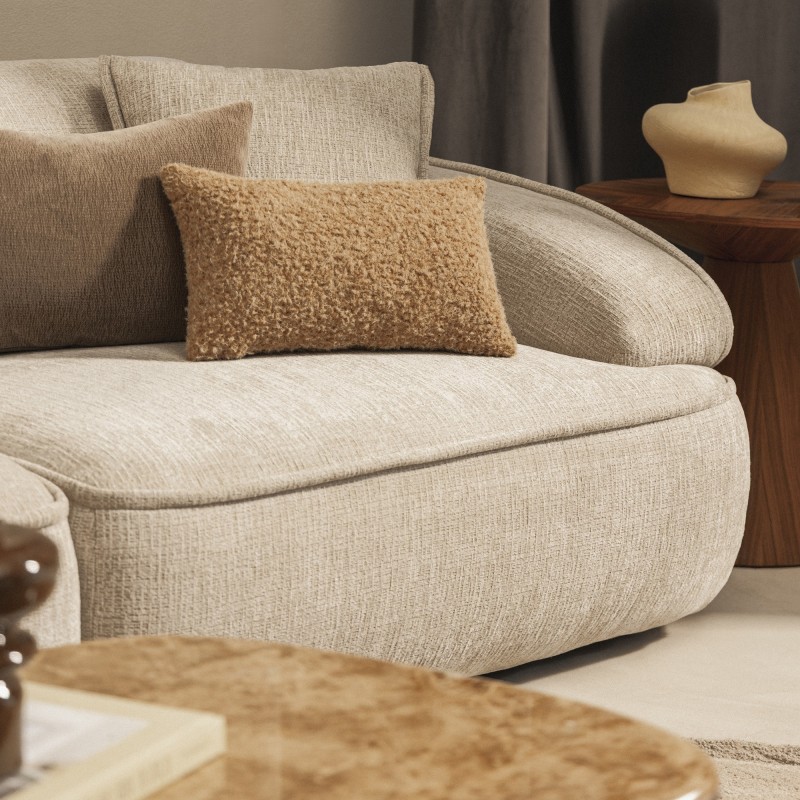Sofa modułowa Savio 354 cm, regulowane oparcie, obłe kształty, beżowa