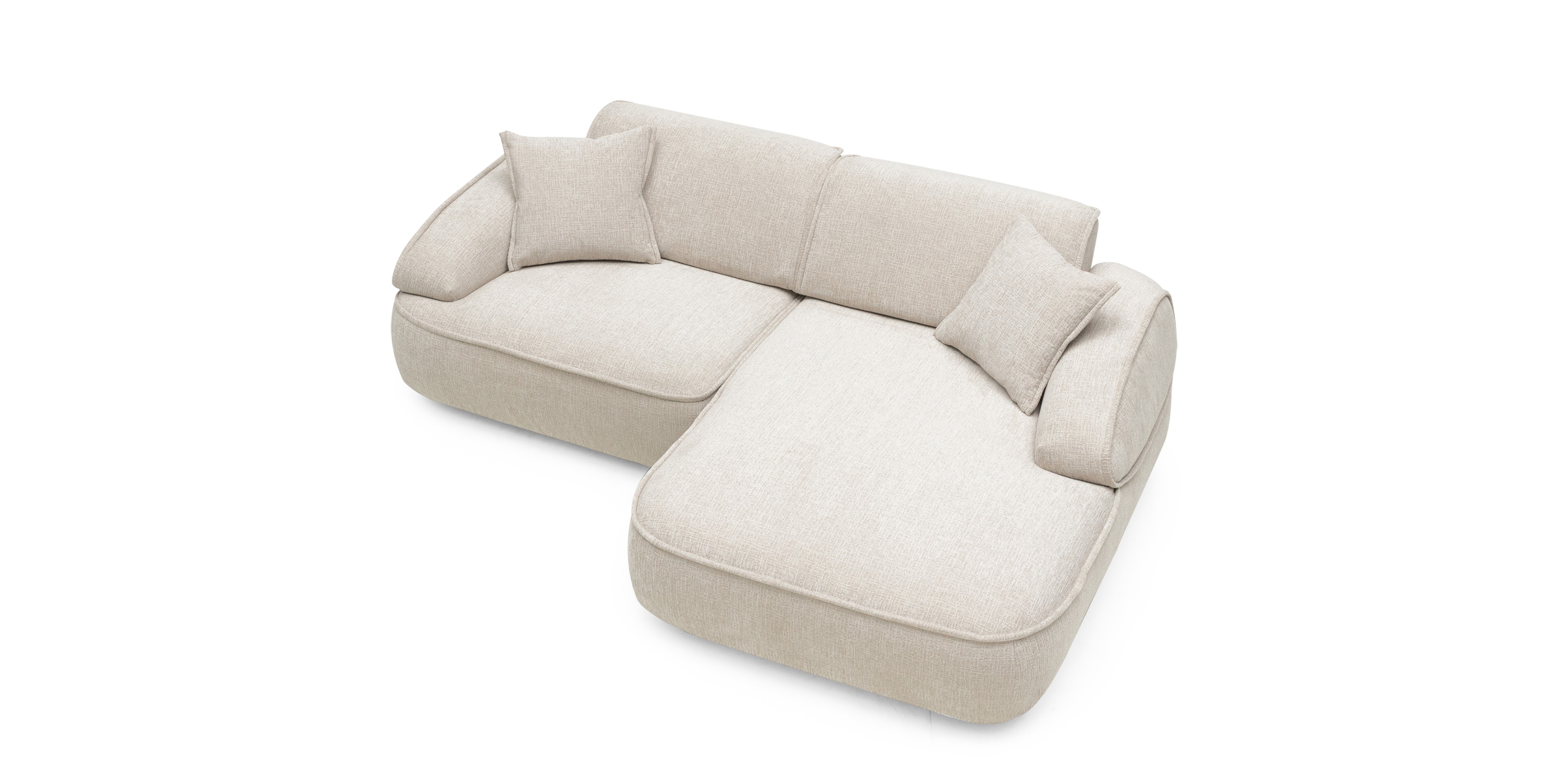 Narożnik modułowy Savio 260 cm, prawy, regulowane oparcie, obły, beż