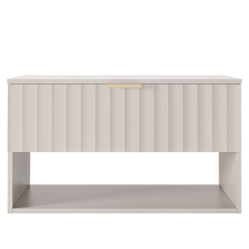 Szafka pod umywalkę nablatową Hana 80 cm, kaszmir, ryfle, złoty uchwyt