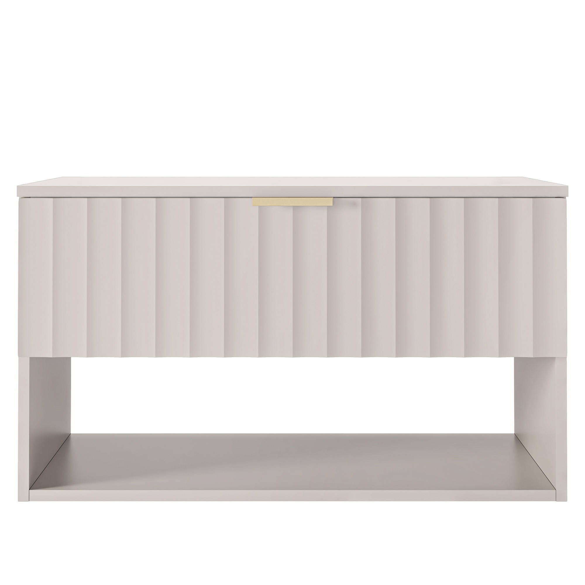 Szafka pod umywalkę nablatową Hana 80 cm, kaszmir, ryfle, złoty uchwyt