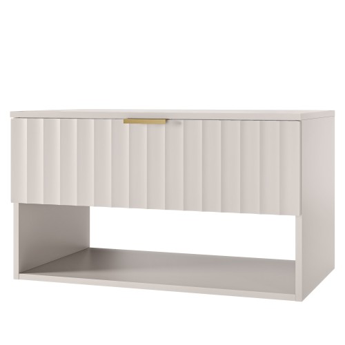Szafka pod umywalkę nablatową Hana 80 cm, kaszmir, ryfle, złoty uchwyt