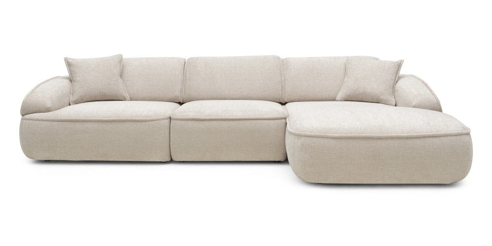 Narożnik modułowy Savio 354 cm, prawy, regulowane oparcie, obły, beż