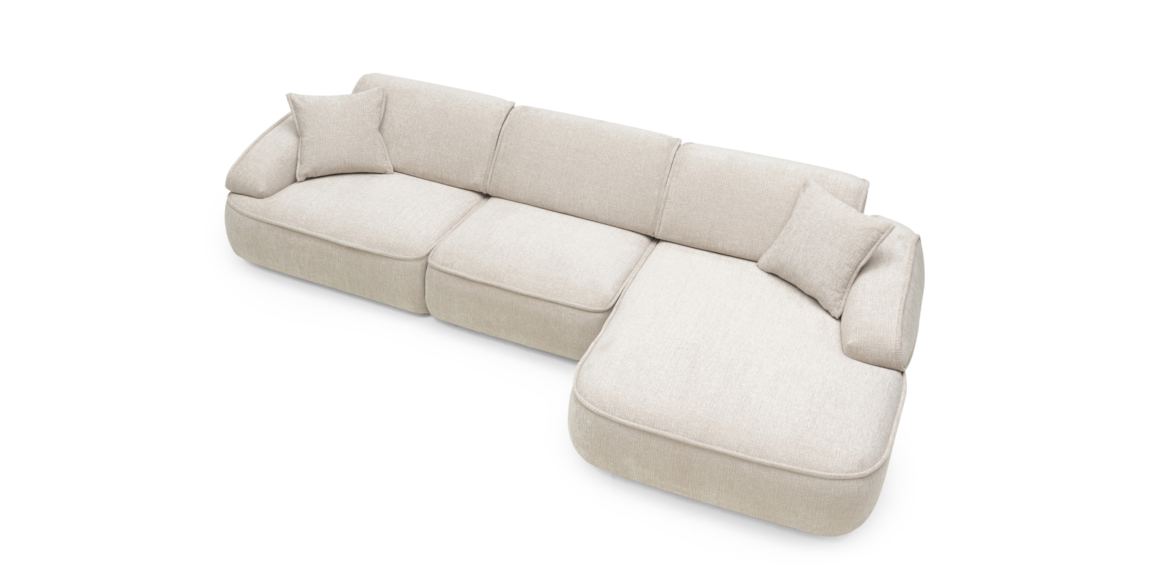 Narożnik modułowy Savio 354 cm, prawy, regulowane oparcie, obły, beż